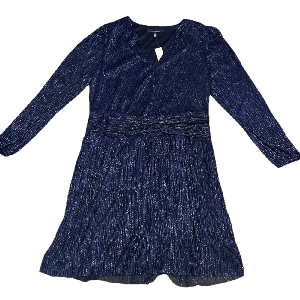 Women's White House Black Market Blue Metallic Mini Dress XL
